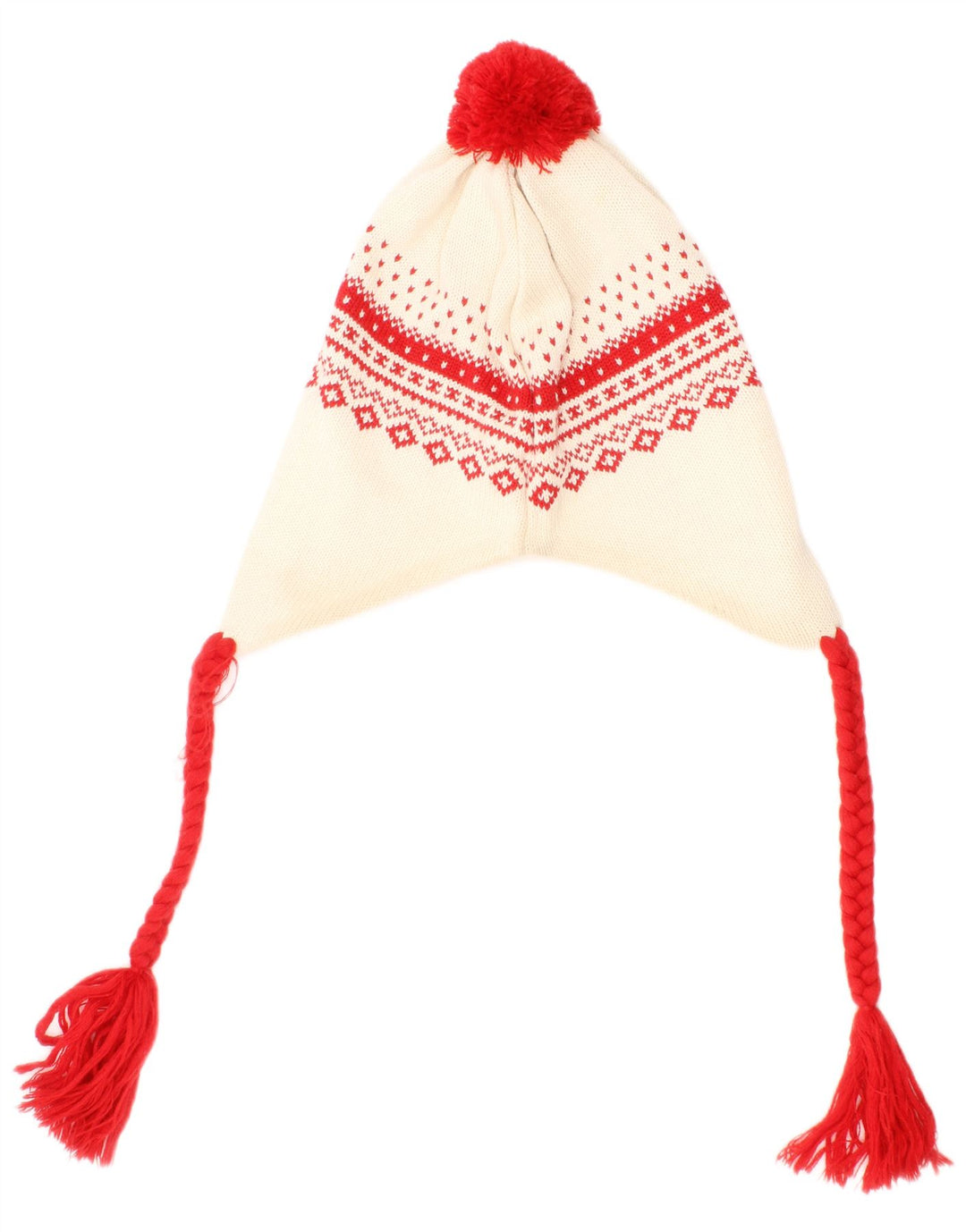 Chapéu masculino Fila Ear Flap Knit Bobble Tamanho Único Off White Fair Isle Virgin Wool