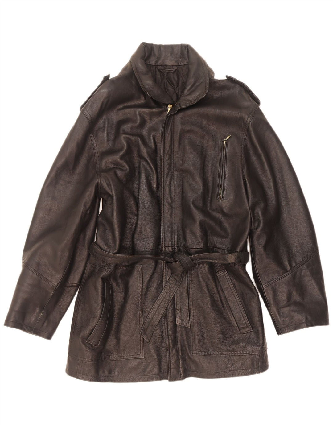 Jaqueta de couro militar masculina vintage IT 50 grande preta