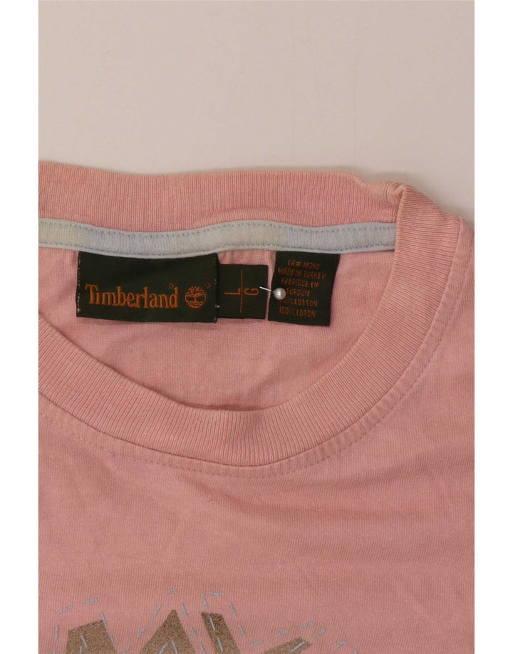 Timberland Camiseta masculina gráfica grande algodão rosa