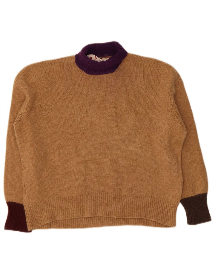Suéter feminino Marni cropped com gola redonda IT 40 bloco colorido marrom pequeno