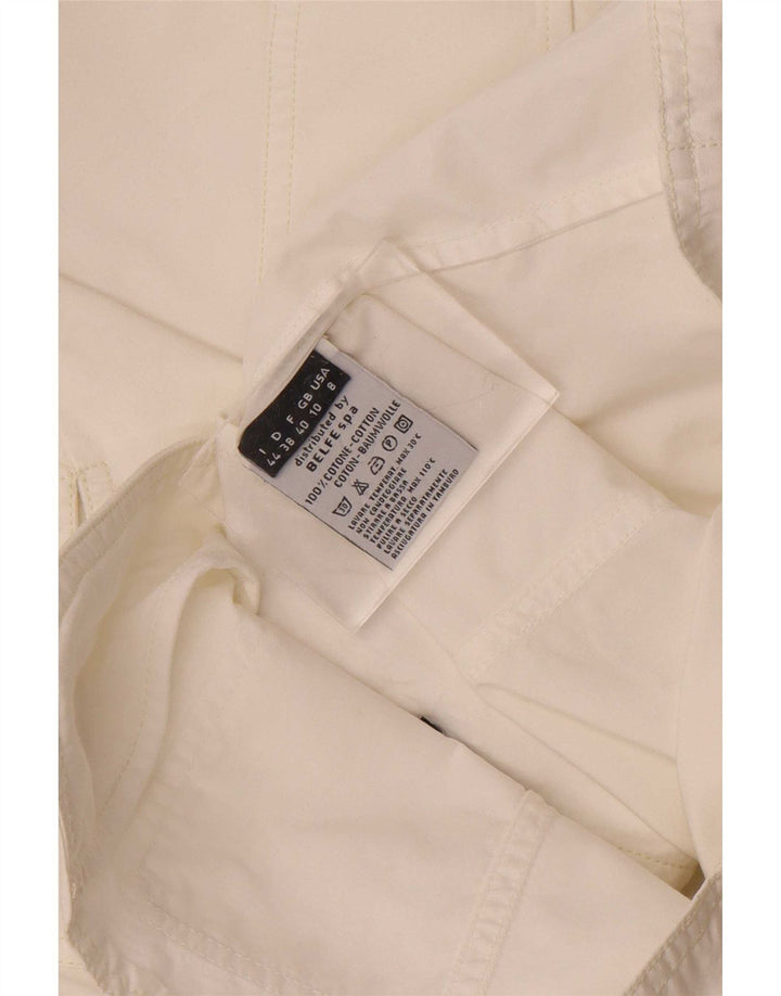 Jaqueta blazer feminina Belfe com 3 botões Reino Unido 10 algodão branco pequeno