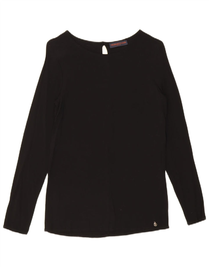 Trussardi Jeans Blusa feminina manga comprida top IT 42 médio preto viscose