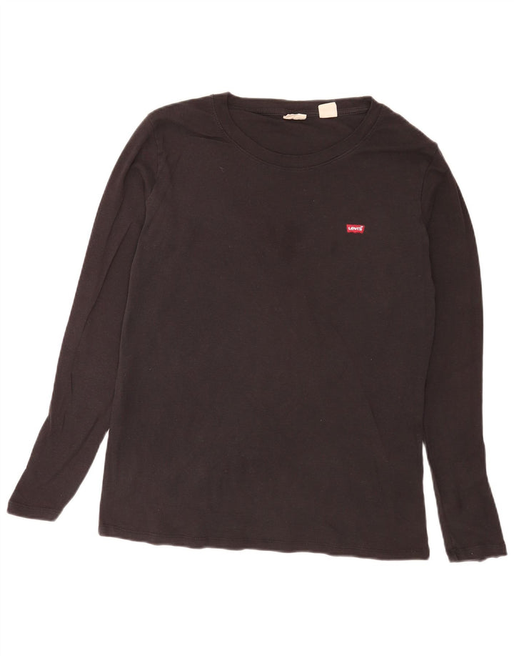 Top feminino Levi's manga comprida UK 18 XL algodão preto