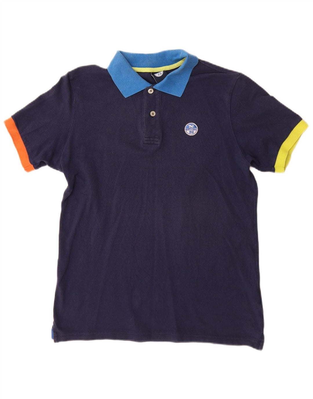 Camisa polo masculina North Sails pequena azul marinho colorblock