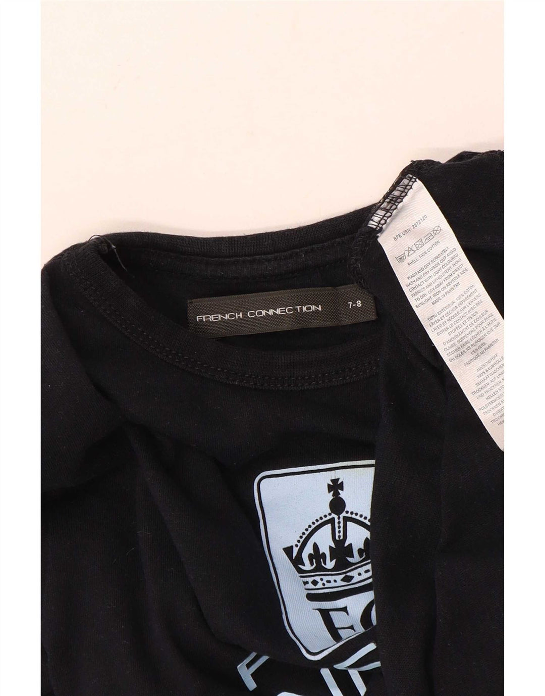 Camiseta gráfica French Connection Boys 7-8 anos algodão preto