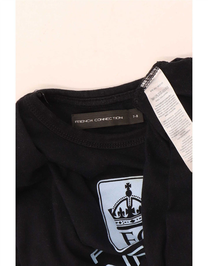 Camiseta gráfica French Connection Boys 7-8 anos algodão preto