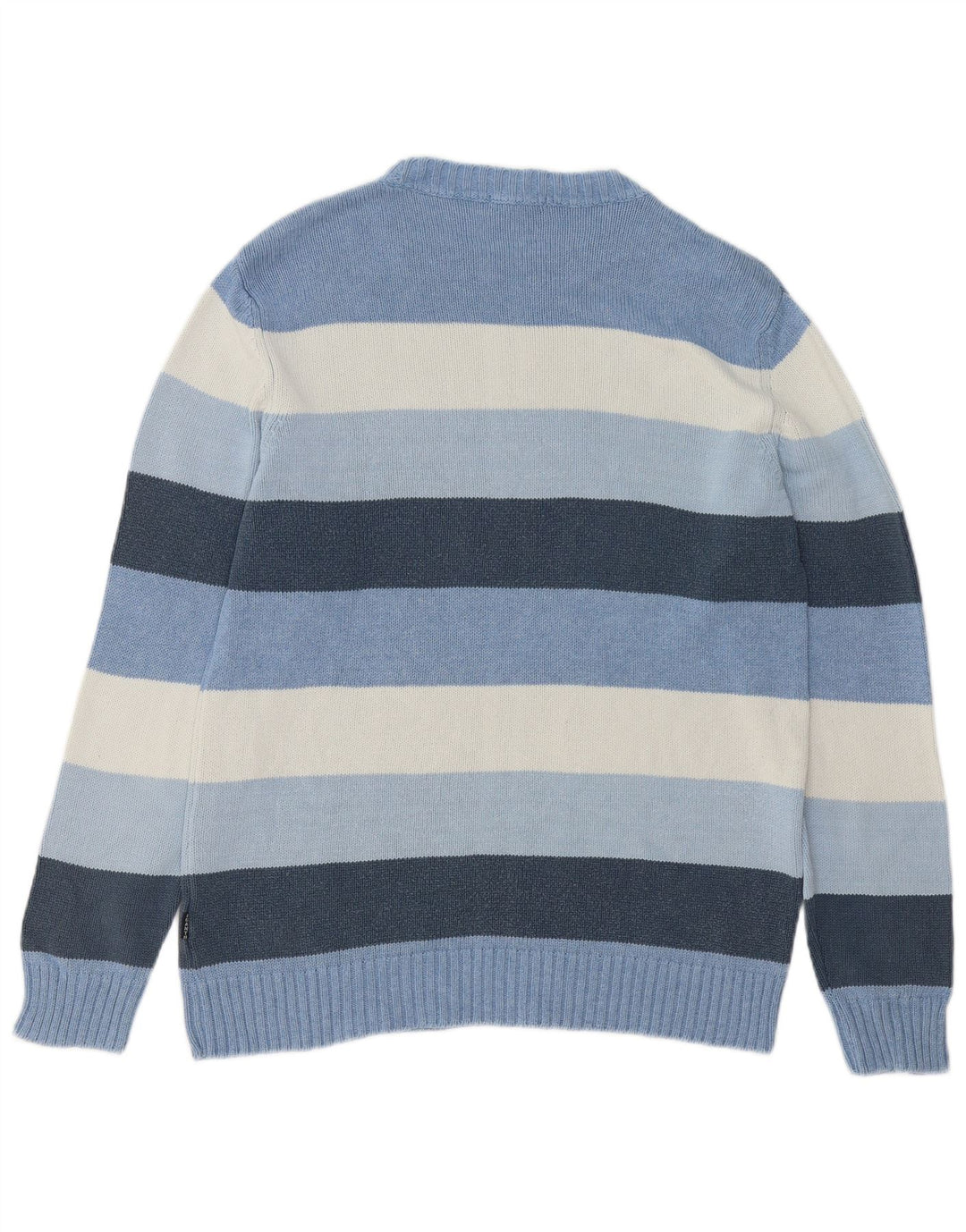 Suéter masculino Gant com gola redonda e algodão listrado azul médio