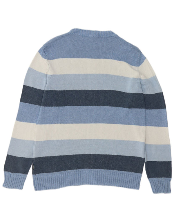 Suéter masculino Gant com gola redonda e algodão listrado azul médio
