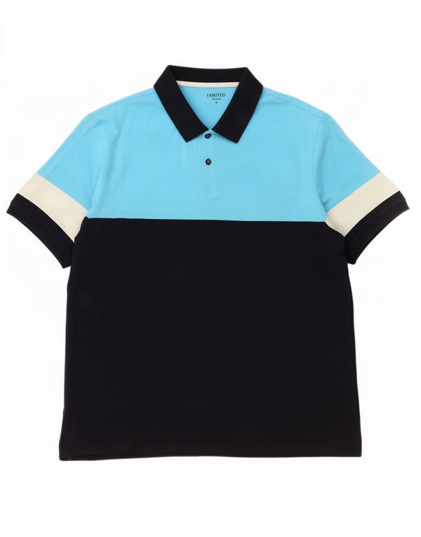 Camisa polo masculina de edição limitada da Marks & Spencer XL azul colorblock algodão