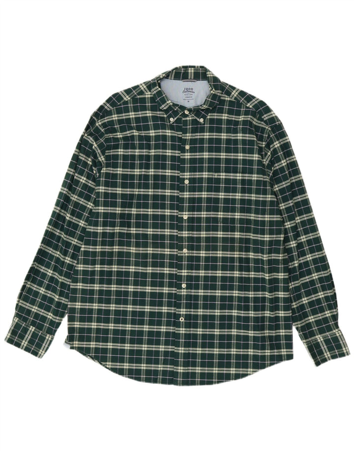 Camisa elástica masculina Izod XL algodão xadrez verde