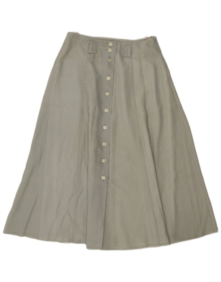 Saia alargada feminina vintage IT 46 grande poliéster listrado verde W30