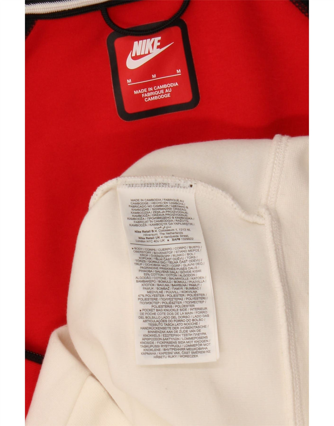 Suéter masculino Nike com capuz e zíper médio multicolorido de algodão colorido