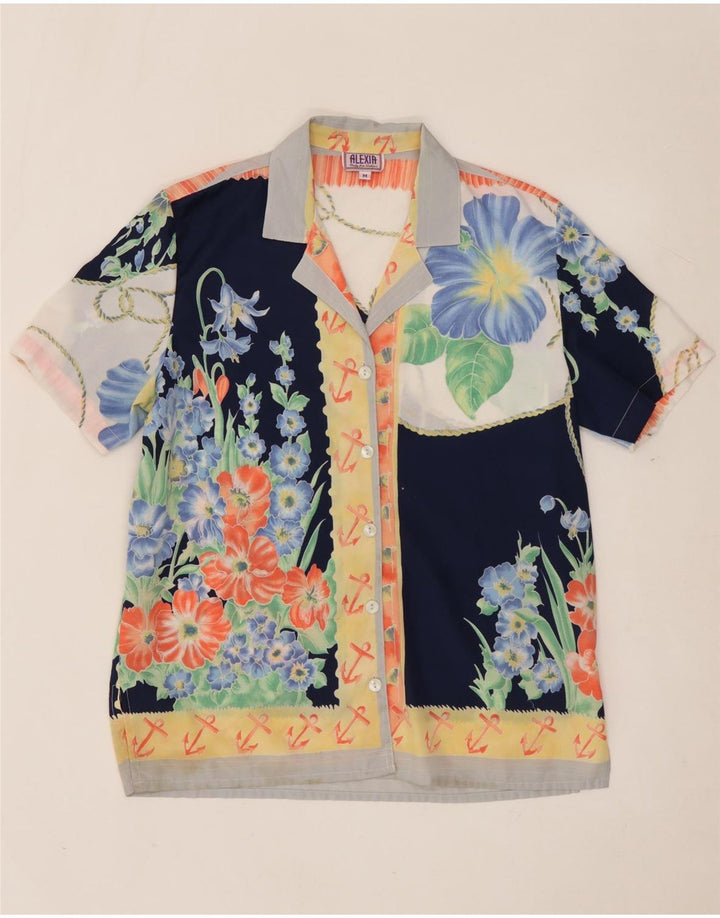 ALEXIA Blusa feminina oversized UK 14 média floral multicolorida