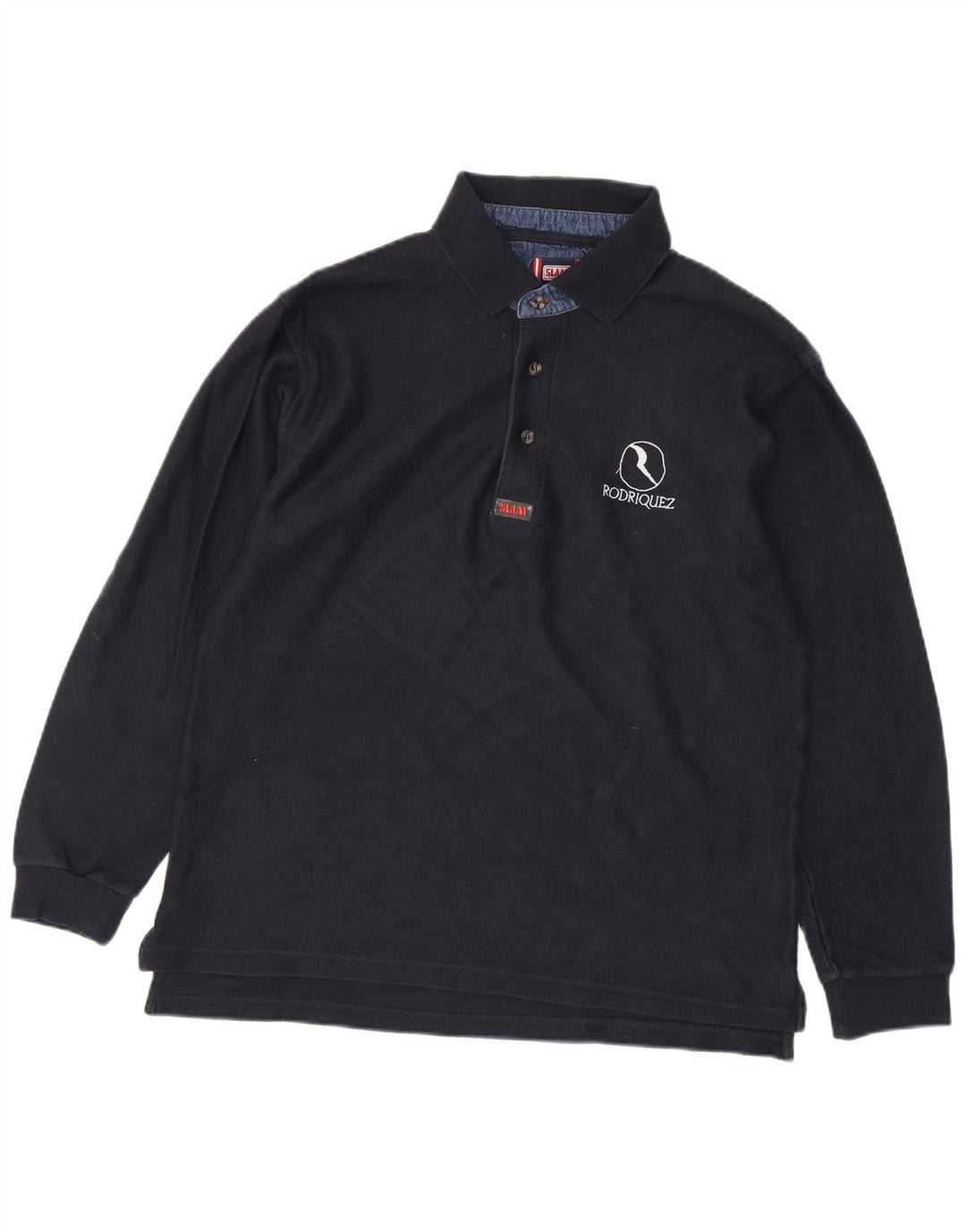 Camisa polo masculina Slam de manga comprida grande algodão azul marinho