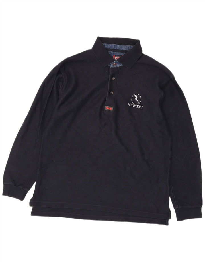 Camisa polo masculina Slam de manga comprida grande algodão azul marinho