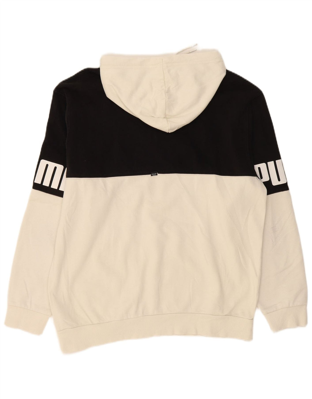 PUMA masculino gráfico moletom com capuz grande off white algodão colorblock