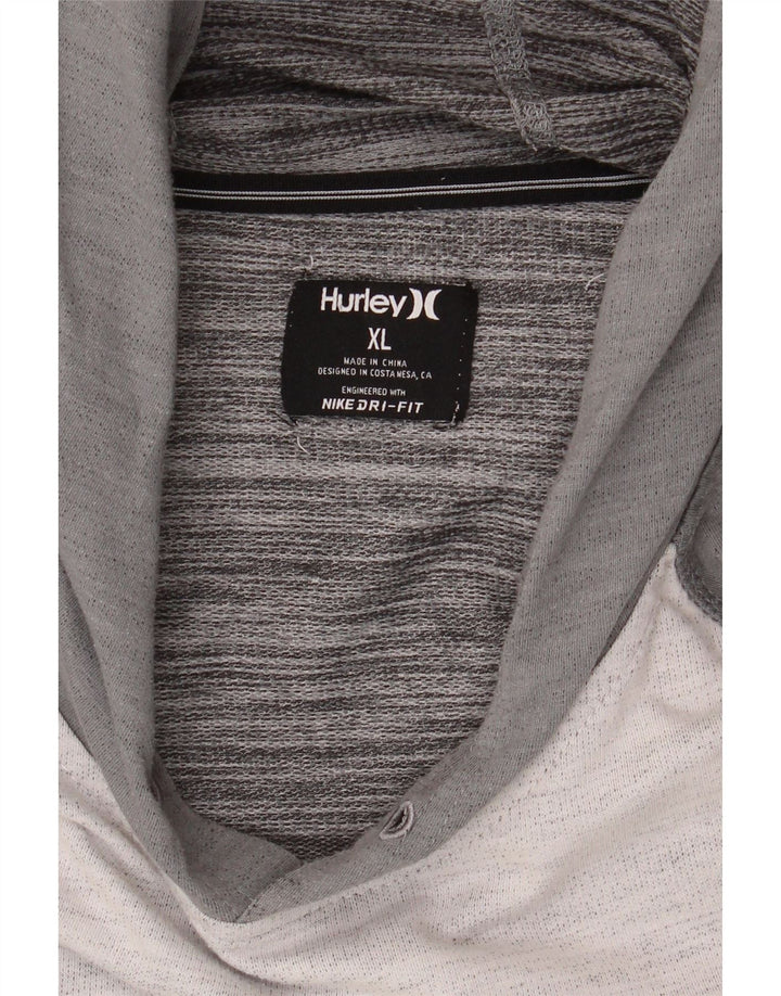 HURLEY Mens Hoodie Jumper XL Grey Colourblock Cotton Vintage Hurley and Second-Hand Hurley from Messina Hembry 