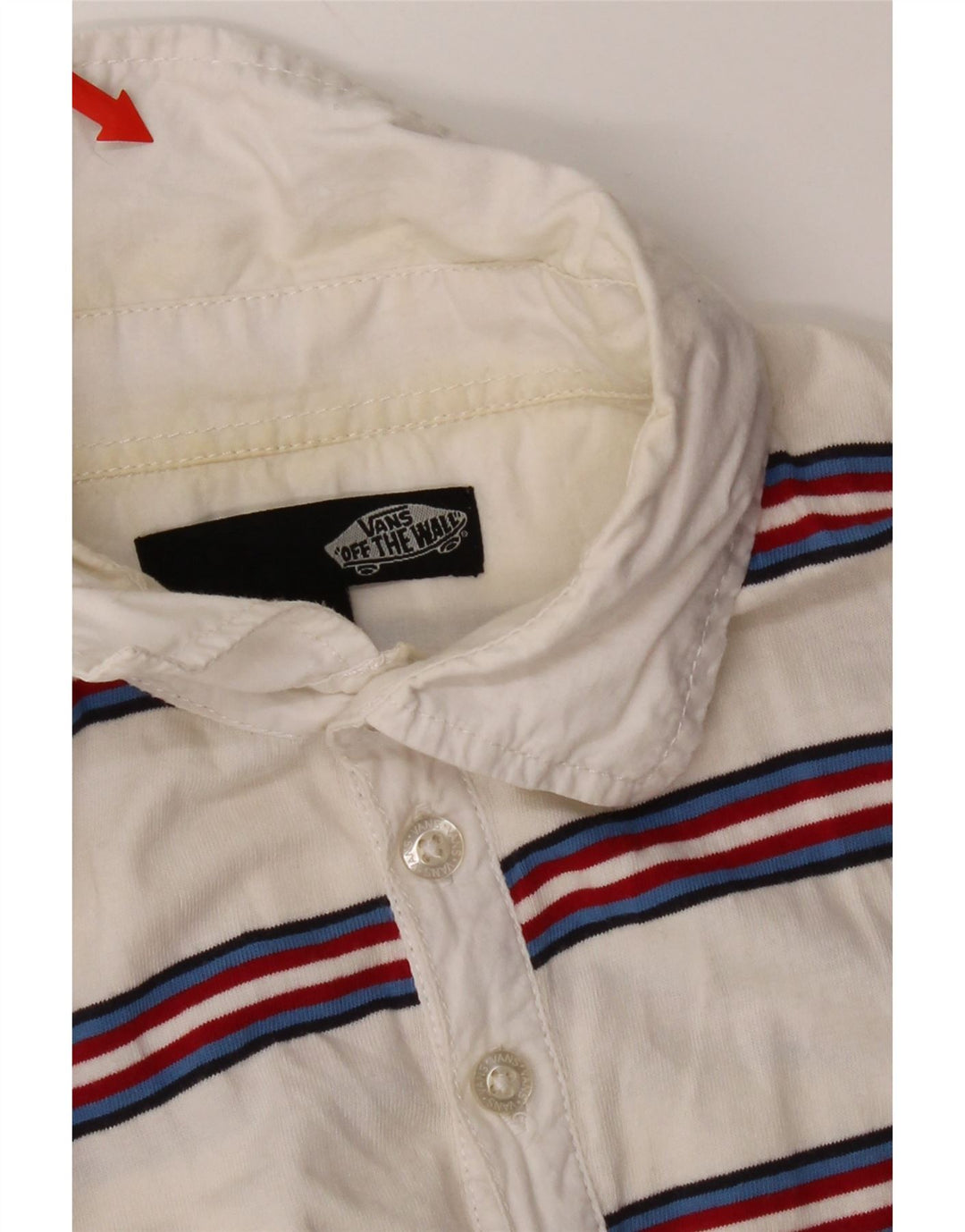Camisa polo masculina Vans média listrada branca de algodão