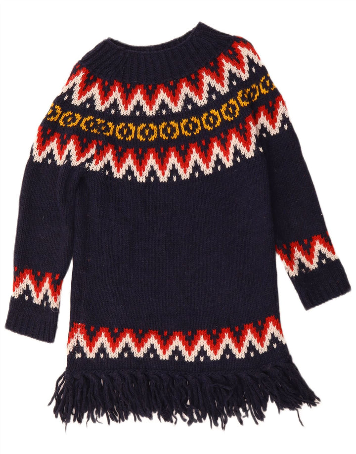 Suéter feminino Benetton com gola canoa Reino Unido 10 pequeno azul marinho acrílico