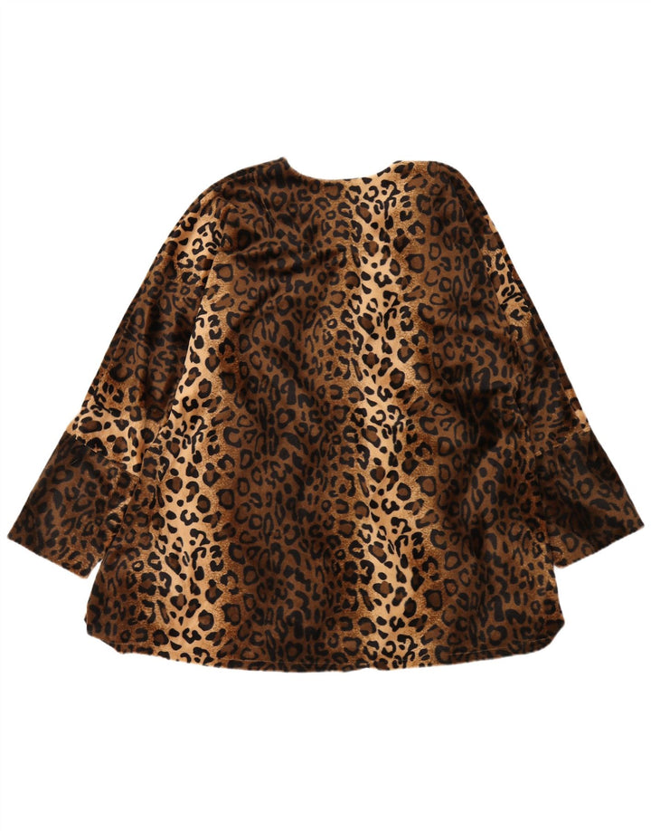 VINTAGE Womens Oversized Faux Fur Jacket UK 18 XL Brown Animal Print