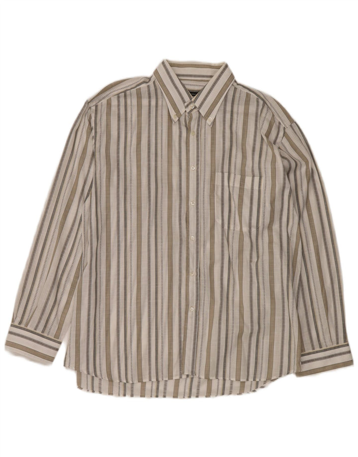 Camisa masculina ROCCOBAROCCO tamanho 45 18 2XL listrado branco