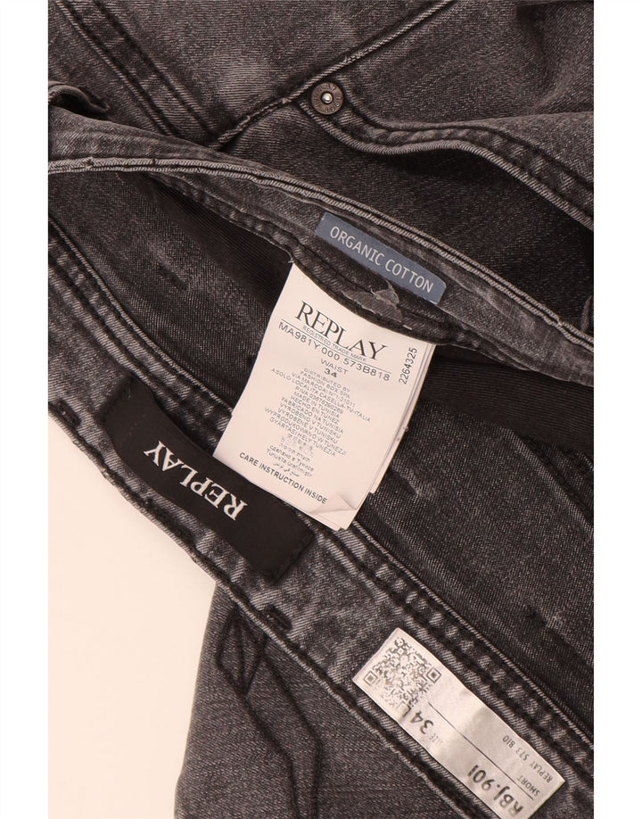 Shorts jeans masculino REPLAY W34 grande algodão cinza