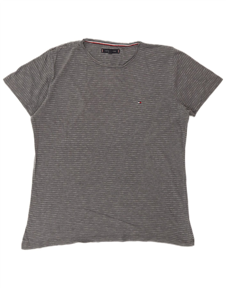 TOMMY HILFIGER Camiseta masculina grande listra cinza