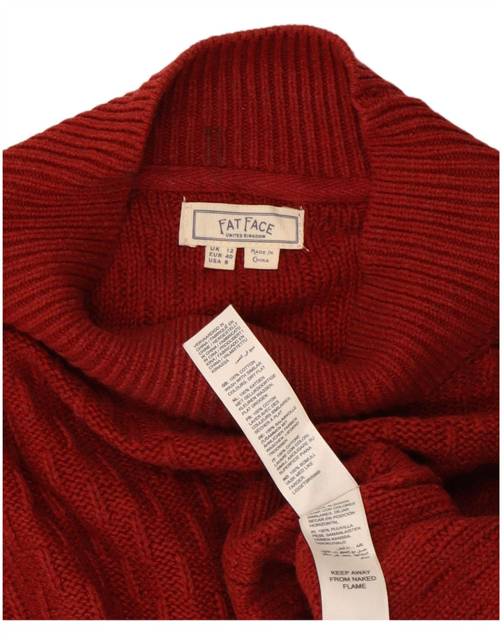 Suéter feminino Fat Face solto com gola tartaruga Reino Unido 12 vermelho médio