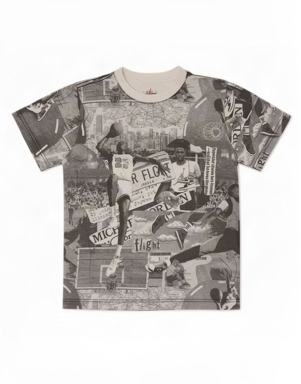 Jordan Boys Graphic T-Shirt Top 10-11 Years Medium Grey Patchwork Cotton