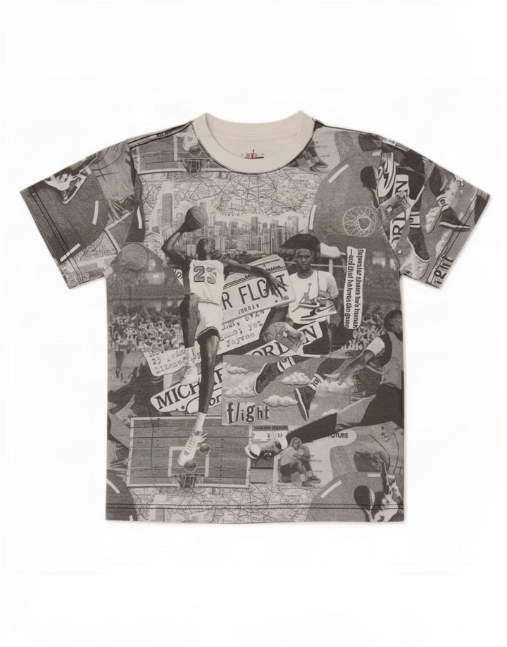 Camiseta Jordan Boys Graphic Top 10-11 Anos Cinza Médio Patchwork Algodão