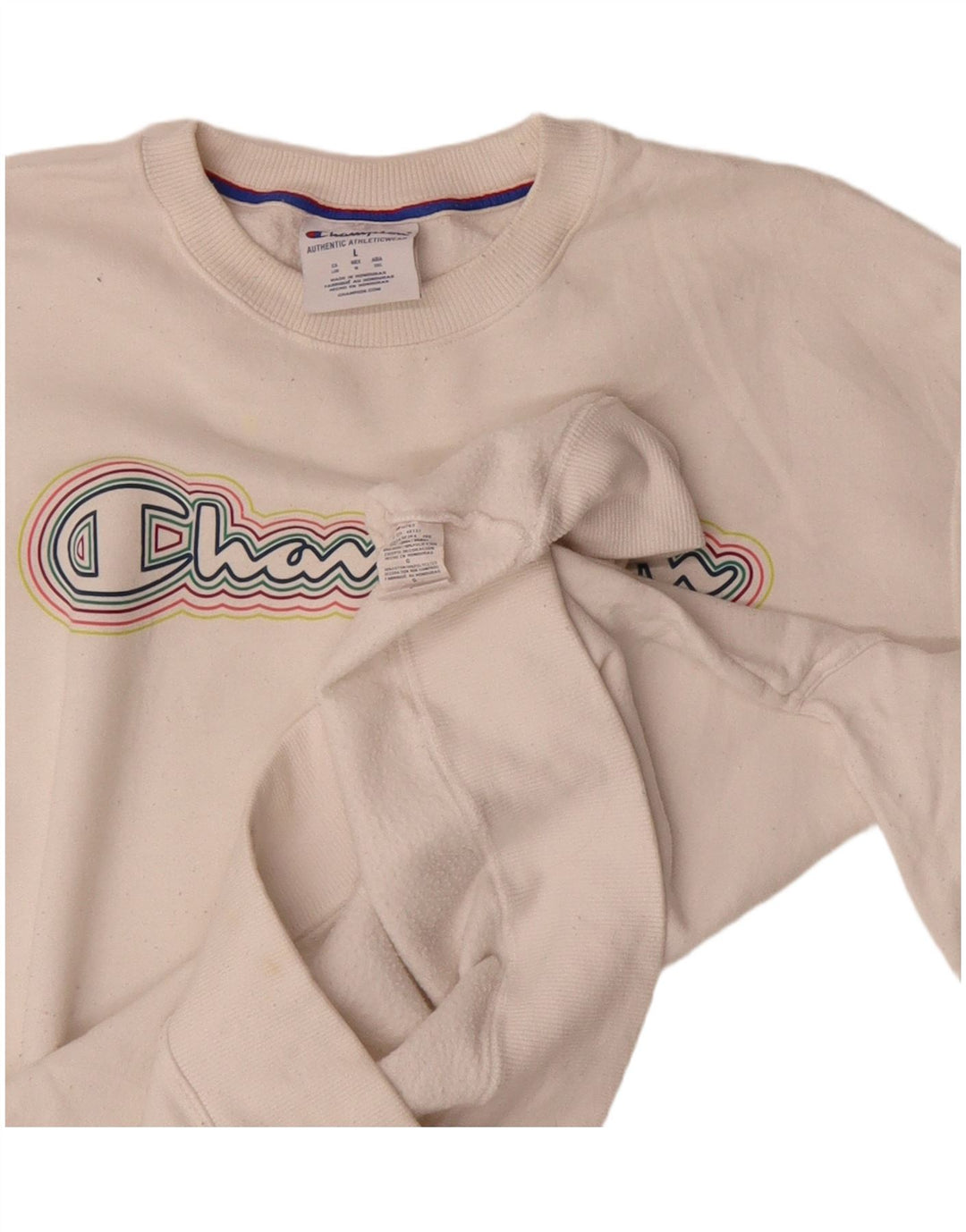 CHAMPION Suéter gráfico masculino grande algodão branco