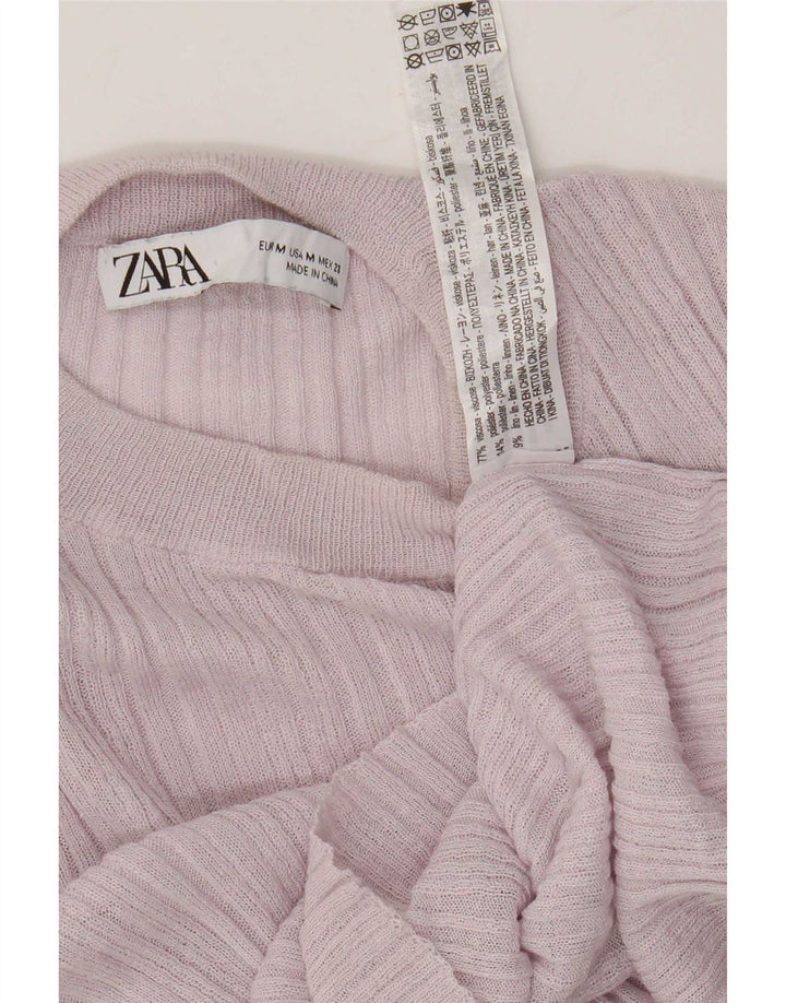 Top cropped feminino Zara manga comprida Reino Unido 12 viscose rosa médio