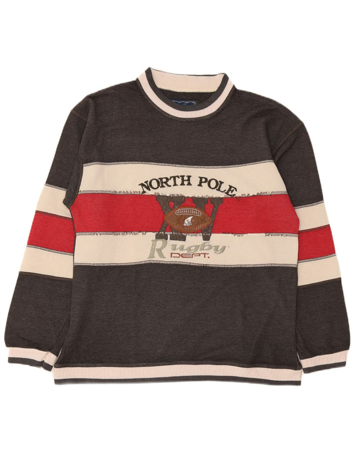 Suéter gráfico masculino North Pole com capuz cinza médio bloco colorido