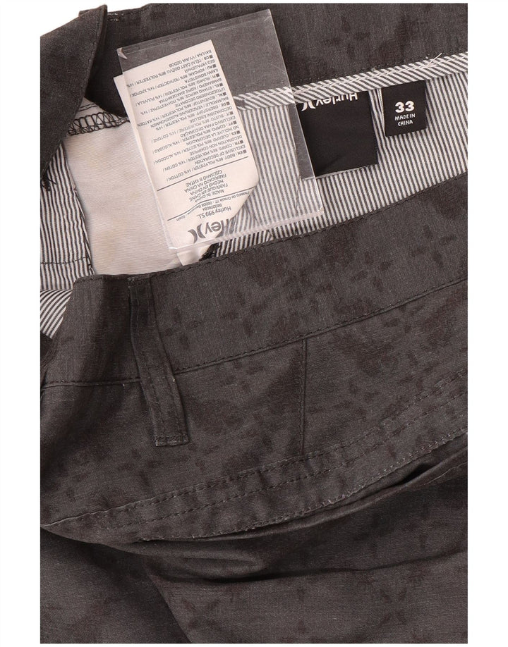 Hurley Mens Chino Shorts W33 Poliéster Geométrico Cinza Médio
