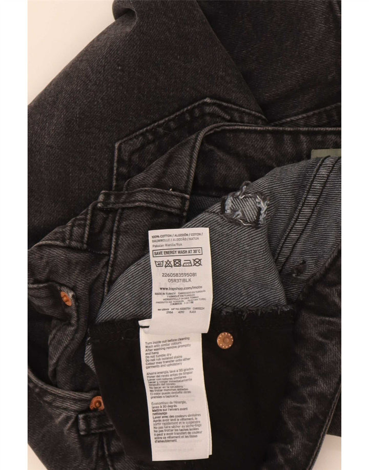 Mini saia jeans feminina Topshop W26 pequena algodão preto