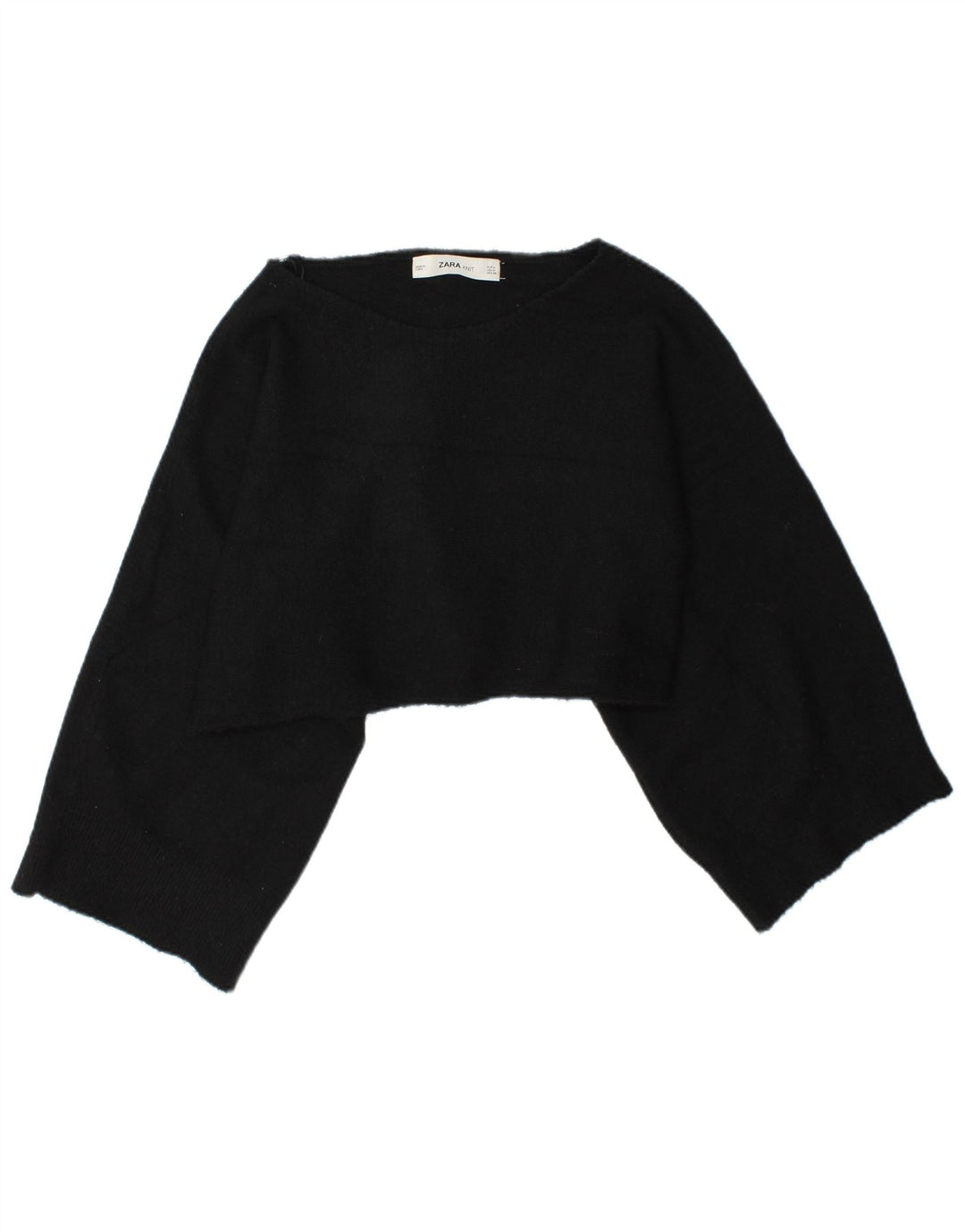 Zara Womens Crop Oversized Top Manga Longa Reino Unido 14 Médio Preto