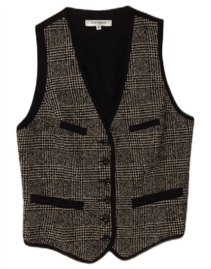 Colete feminino Anne Fontaine EU 40 lã houndstooth cinza médio