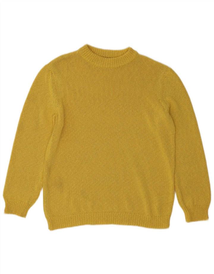 Suéter feminino Zara com gola redonda, Reino Unido 14, médio, amarelo, poliéster