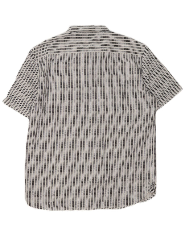 Camisa masculina de manga curta French Connection grande viscose listrada branca