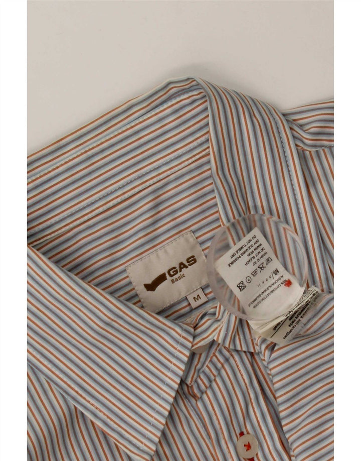 Camisa masculina de manga curta Gas, algodão listrado azul médio