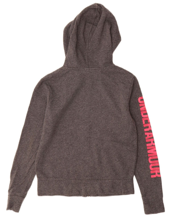 Suéter feminino Under Armour com capuz e zíper gráfico UK 6 XS cinza