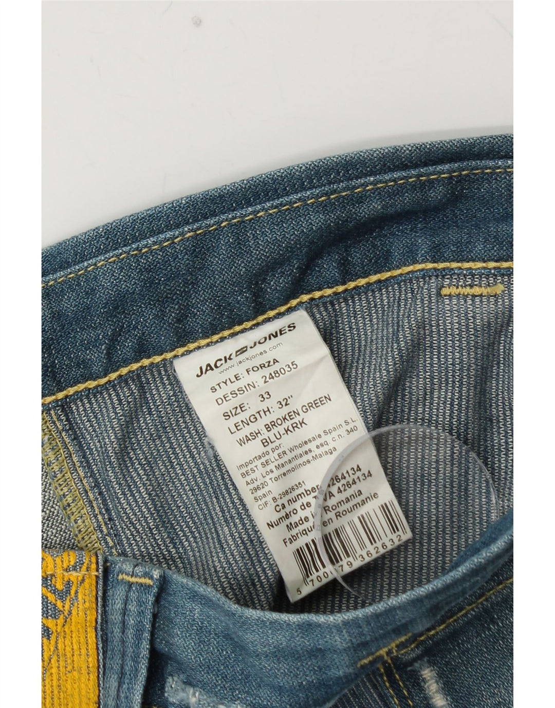 Jeans masculinos JACK & JONES Cargo Tapered W33 L30 algodão azul