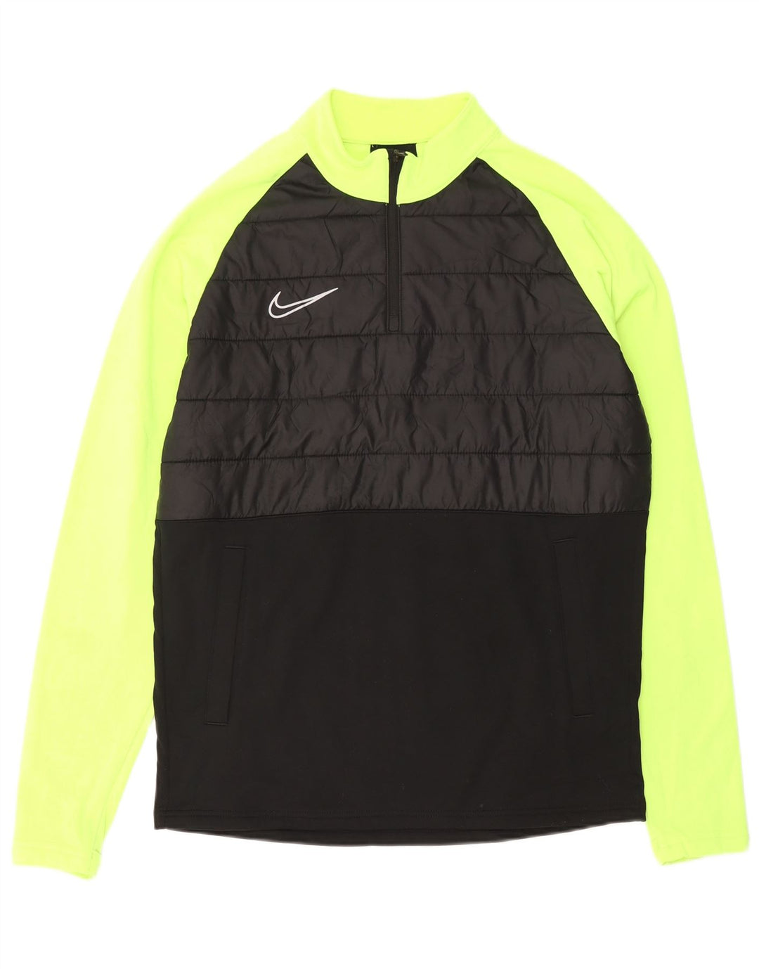NIKE Masculino Dri Fit Zip Neck Pullover Treino Top Médio Preto Colourblock