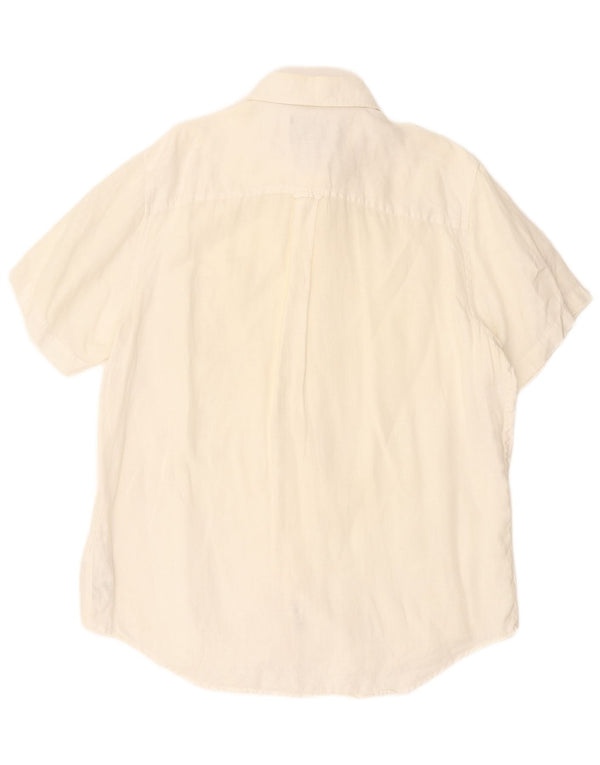 Timberland Mens Short Sleeve Regular Fit Shirt XL Off White Linen