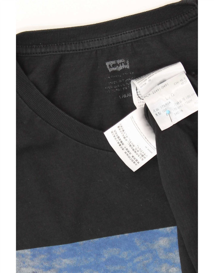Camiseta gráfica masculina Levi's Top grande de algodão preto