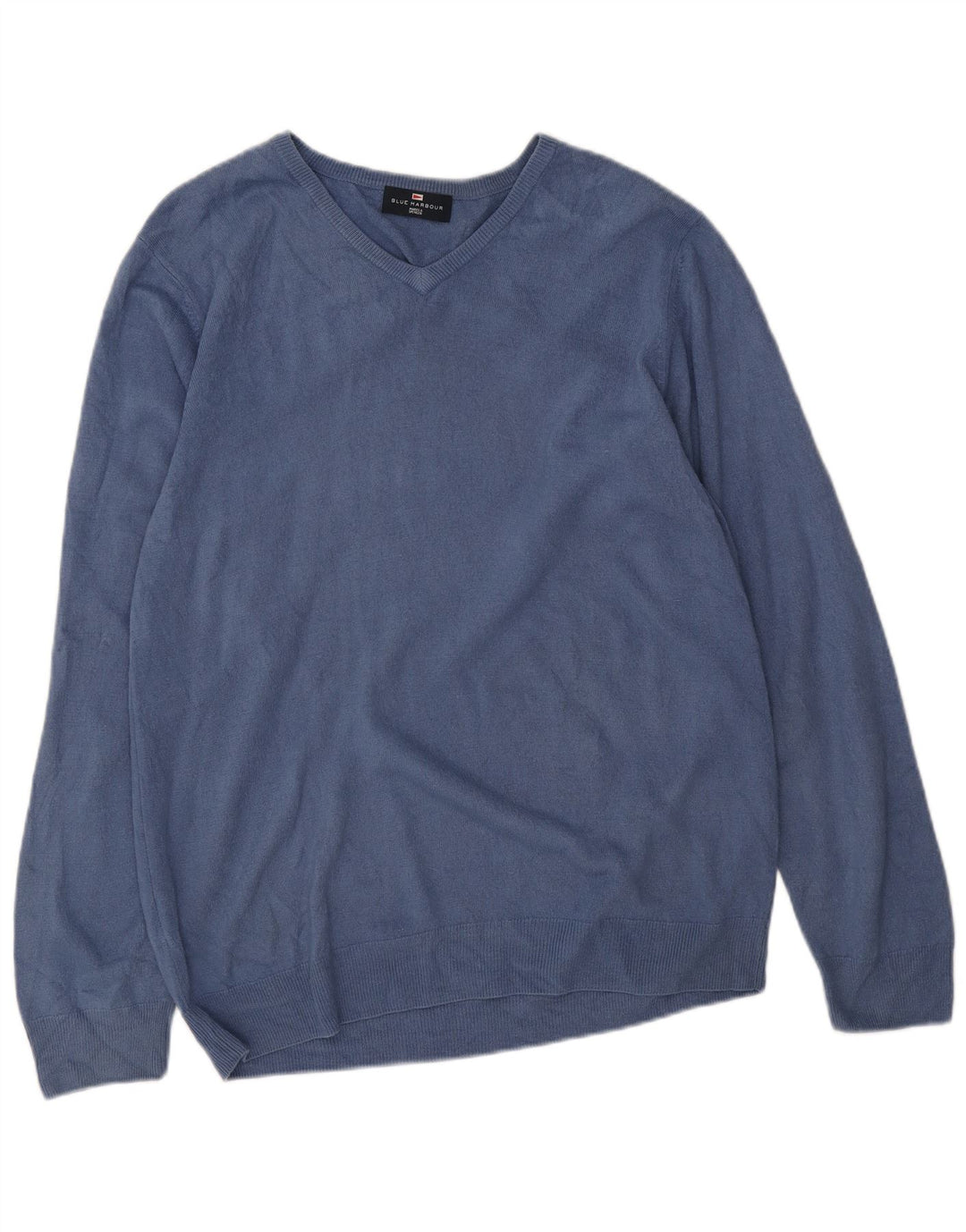 Suéter masculino Marks & Spencer Blue Harbor com decote em V grande azul marinho