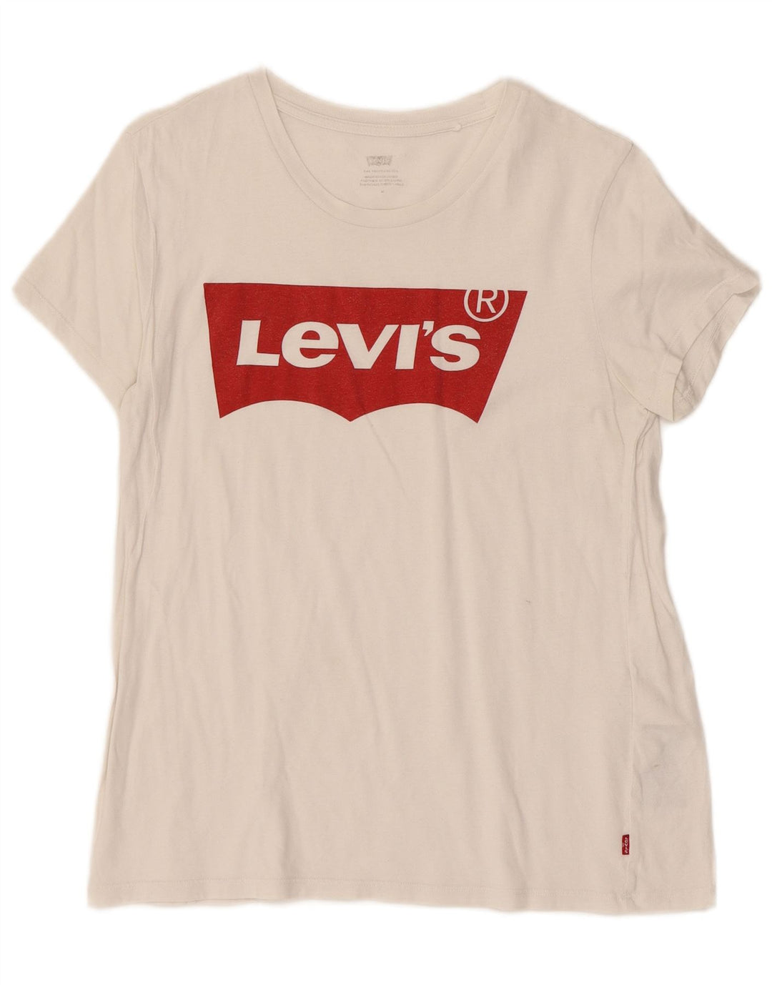 Camiseta feminina gráfica Levi's Top UK 12 algodão branco médio