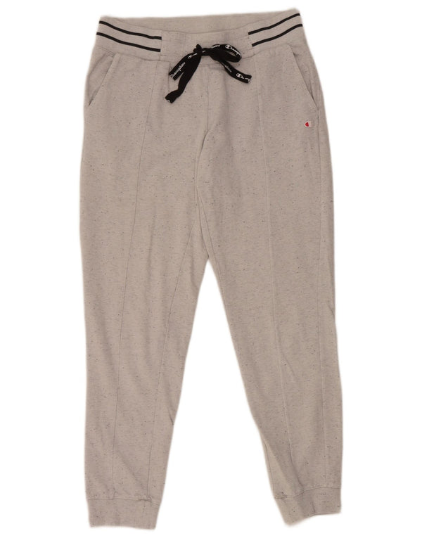 Calça de treino feminina Champion Joggers UK 12 algodão manchado cinza médio