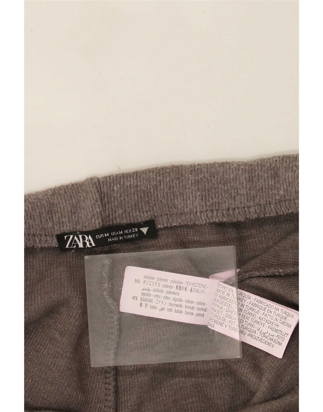 Zara Calça feminina cintura alta com perna larga Reino Unido 14 poliéster cinza médio