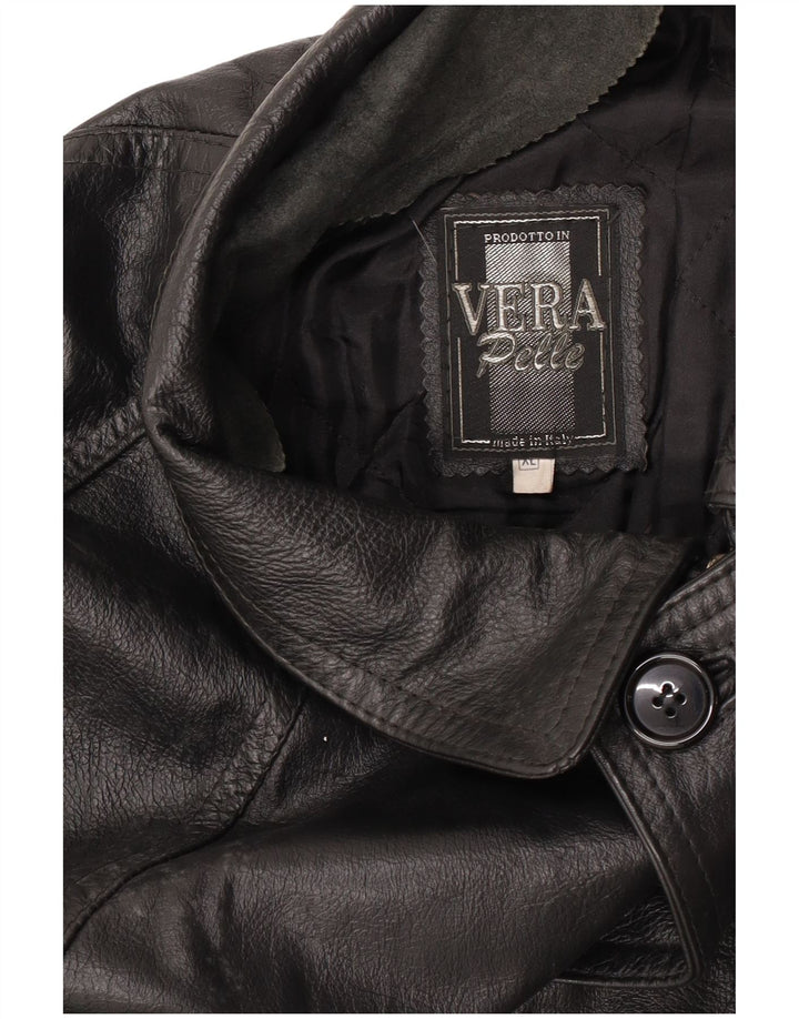 Casaco de couro masculino vintage UK 42 XL couro preto